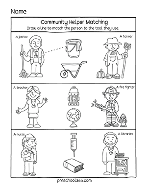 preschool activity sheets on community helpers preschool365