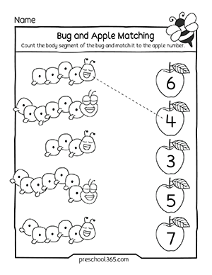 Apples theme worksheets for prek children