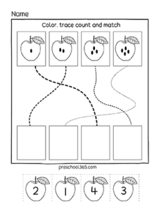 Apple theme Preschool Activity Worksheet L1