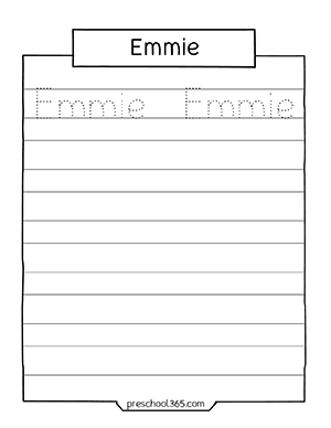 Free name tracing practice worksheets for preschool children