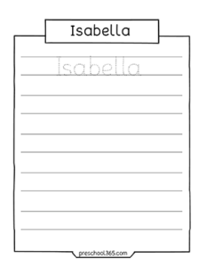 Isabella Name tracing Sheet for kindergarten children