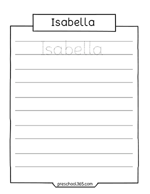 Isabella Name tracing Sheet for kindergarten children