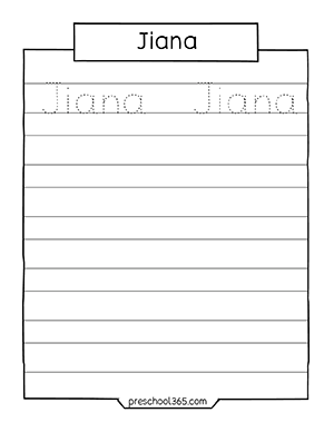 Quality name tracing activity printables for preK children