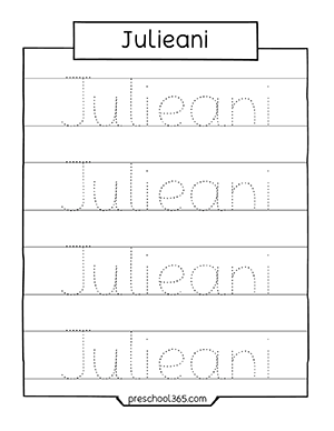 Quality name tracing practice worksheet for preK children