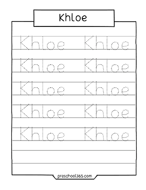 Quality name tracing practice activity sheets for preschoolers