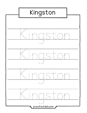 kingston preschool name tracing practice sheet preschool365