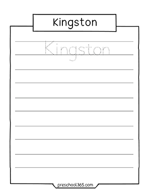 Quality name practice sheets for homeschooling children Kingston