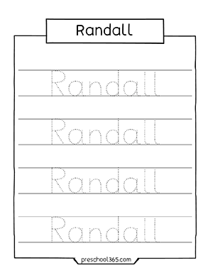 Name tracing sheets for practicing at home