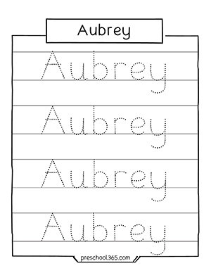 Quality name tracing activity printables for preschool children