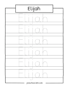 Free name tracing sheet Elijah