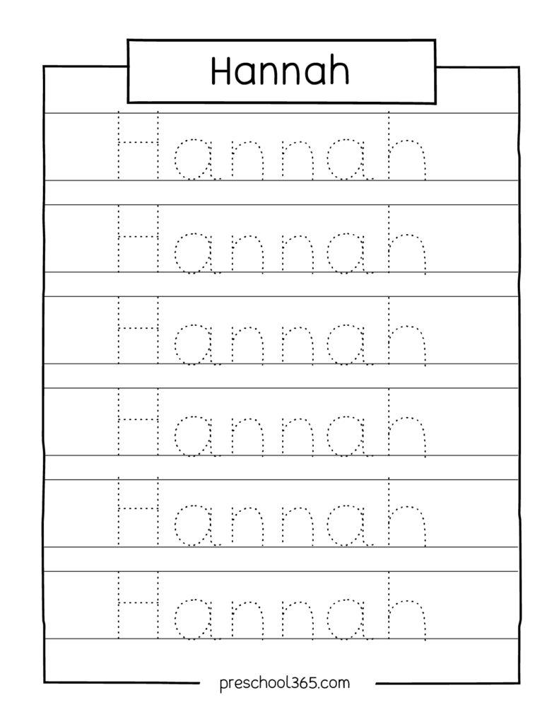 Free name tracing sheet hannah
