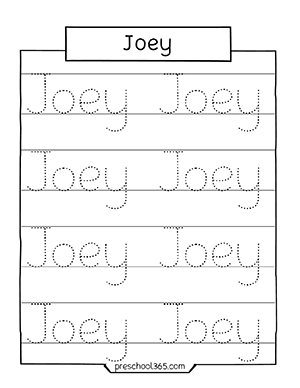Free name tracing activity sheets for homeschool children