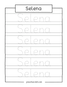 Selena name tracing sheet