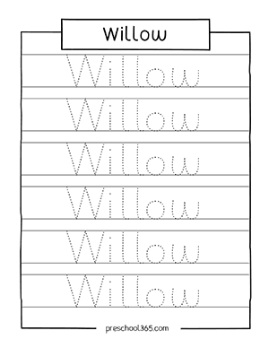 Name tracing practice activities for early learners