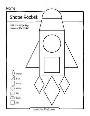 Preschool Space Shuttle Shape activity
