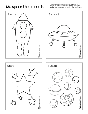 My space words activity worksheets for homeschool children