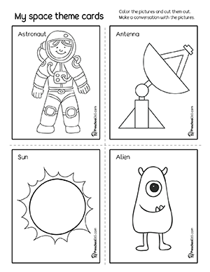 Preschool Space Theme picture cards for learning