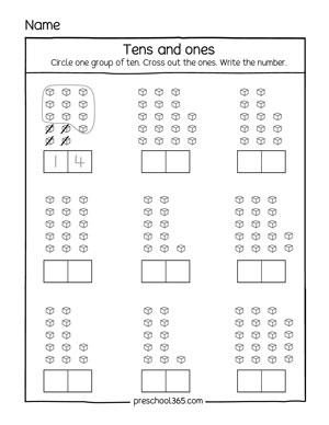 Free place value activity sheets for kindergarten