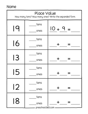 Place value expanded forms