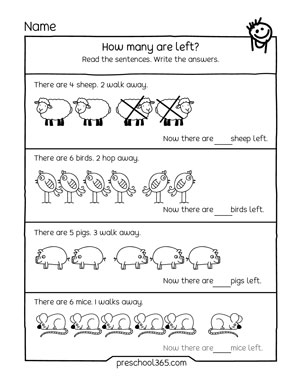 Take-away activity worksheets for children in kindergarten