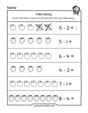 Subtraction worksheets for children