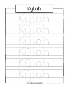 Free Name tracing practice worksheet for preschoolers