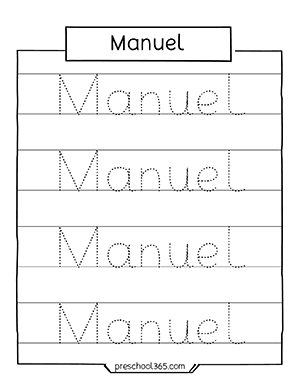 Free name practice sheets for children in kindergarten