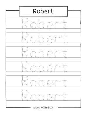 preschool practice name tracing sheets robert 3 preschool365