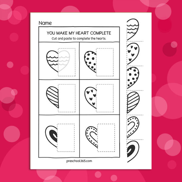 Valentines day worksheets for preschool homeschools