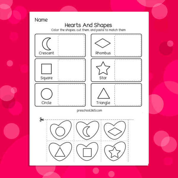 Free valentines day activity for children in preschool