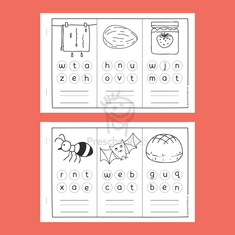 My 3-letter Word Book (Beginning, Middle & Ending Sounds + CVC)Preschool365