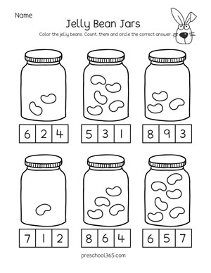 East jelly beans counting printables for 4 year olds