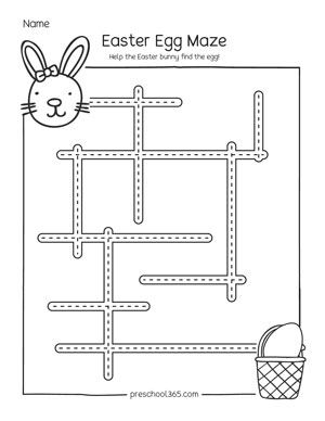 Bunny and Easter Egg maze activity for preschool children