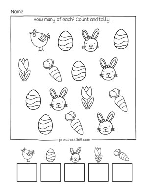 Count and tally Easter theme for prek children