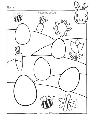 Free Easter coloring pages for kindergarten kids