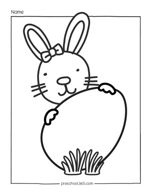 Color the easter bunny preschool printable