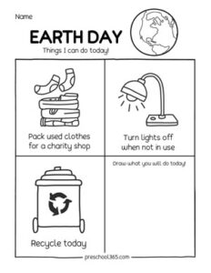 Earth Day Celebration Sheets for Kindergarten and 1st Grade