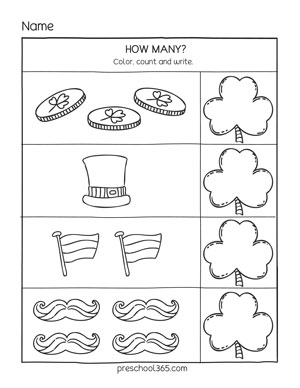 count and write st patricks day activity
