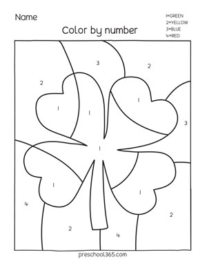 Color the four-leaf-clover st patricks day activity for preschool
