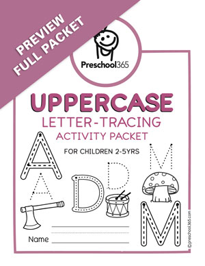 Free Uppercase Tracing Activity Packet for Preschool children