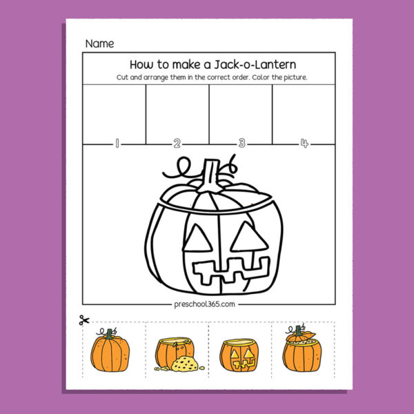 Fun Preschool and kindergarten sequence activity sheets