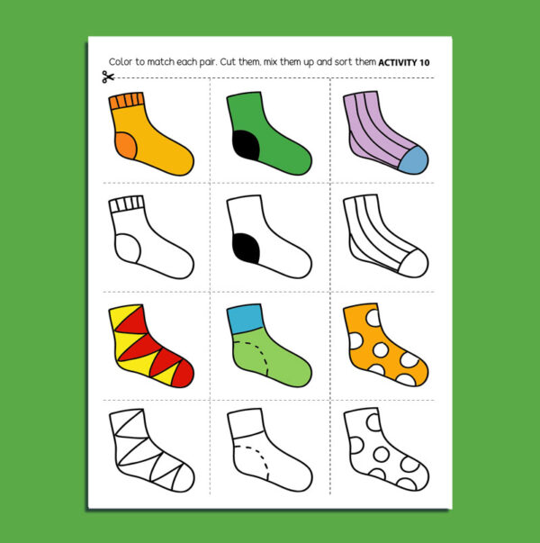 Pairs of socks matching worksheet