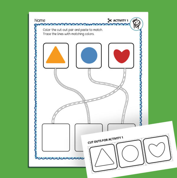 Preschool cut-and-paste matching worksheet