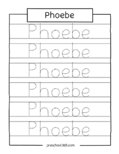 Preschool name tracing sheet Phoebe