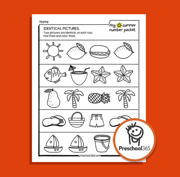 My Summer Number Packet Number activities for 3-5 year old kids