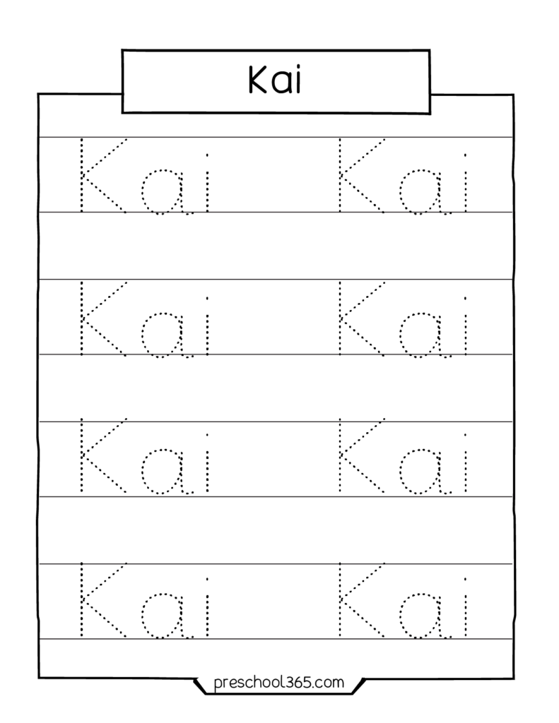 Free printables name tracing sheets for preK children