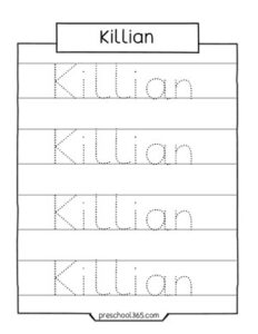 Kendall Giselle Killian Matteo Luke Kai Preschool Name Tracing Sheets ...