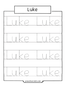 Free printables name tracing activity for preK children