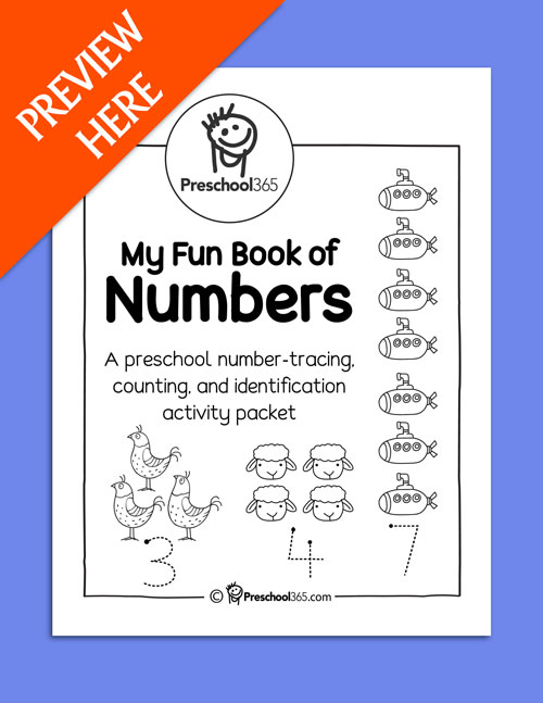 Preschool number tracing activity sheet
