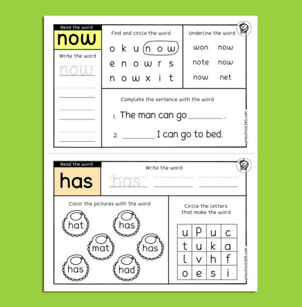 Sight words for early readers